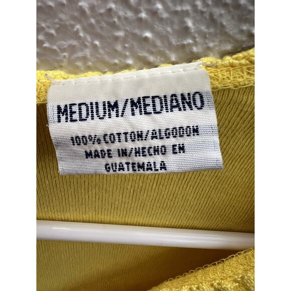 Basic Editions Womens Shirt Size Medium Yellow Solid Short Sleeve V-Neck - Picture 5 of 10